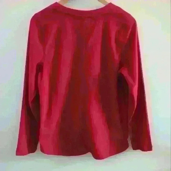 🌴2/$25🌴ST. JOHN'S BAY | Women's Rumba Red Full Fleece Classic V-Neck Sweater - Picture 3 of 3